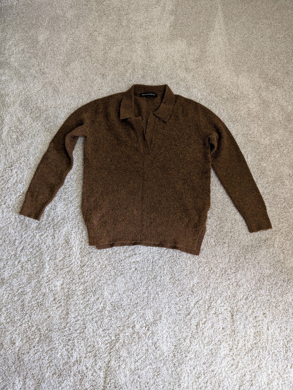 French Connection Brown Polo-Collar Tunic Sweater - Medium